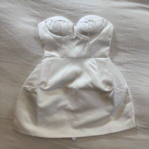 LEAU Baby Bustier Mini Dress—white